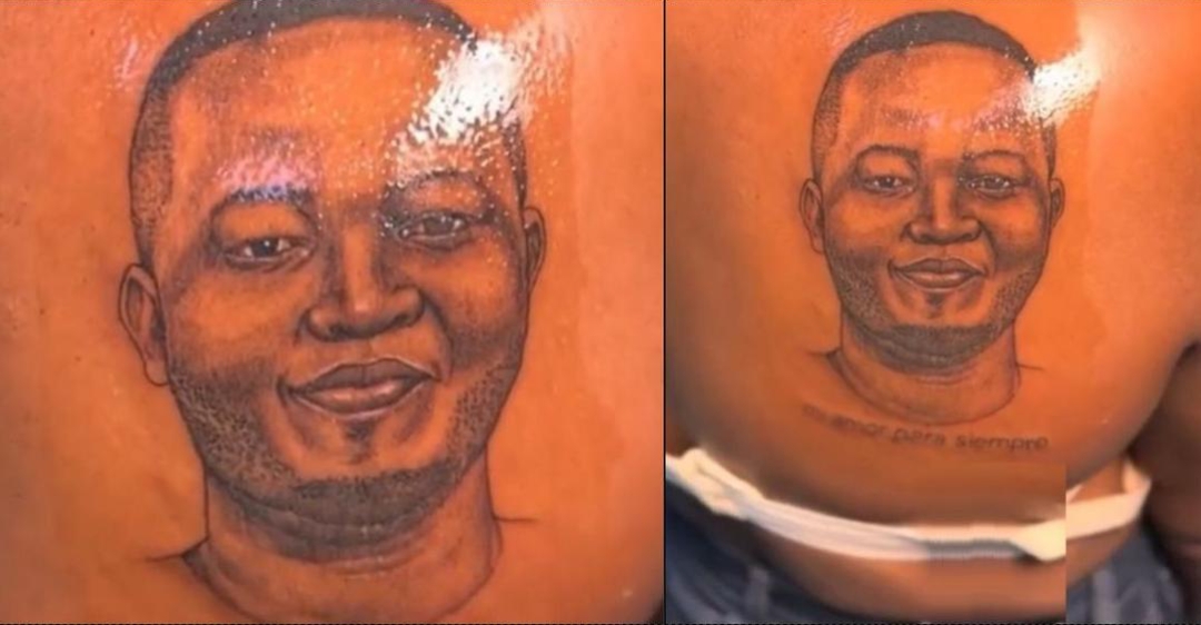 Lady Gets Gorgeous Permanent Tattoo Of Boyfriend S Face On Her Back   Lady Gets Gorgeous Permanent Tattoo Of Boyfriends Face On Her Back 